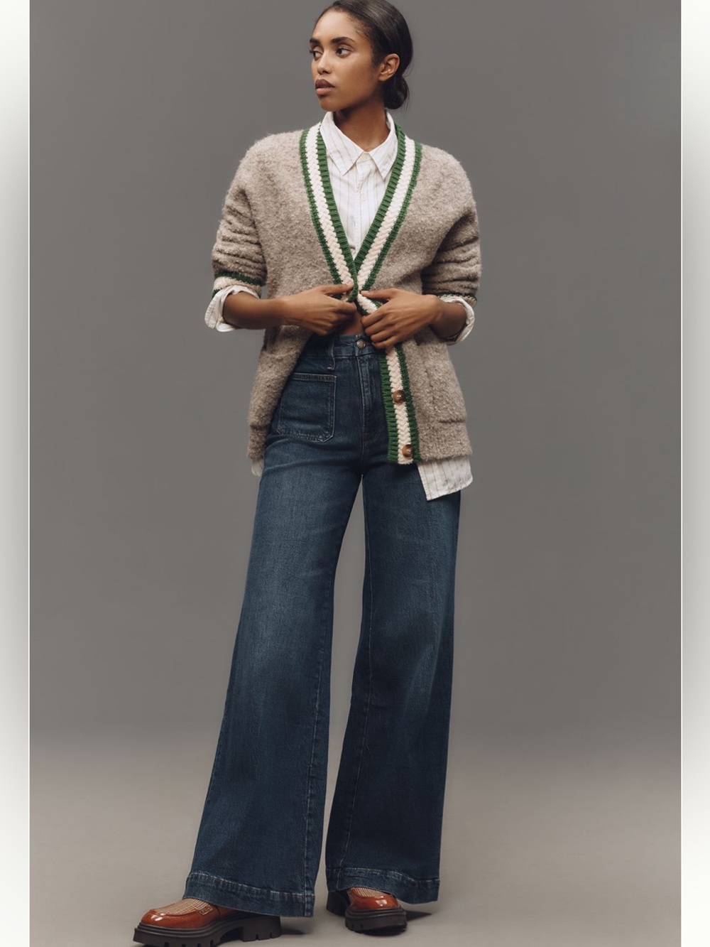 Good American Good Waist Palazzo Patch Pocket Jeans